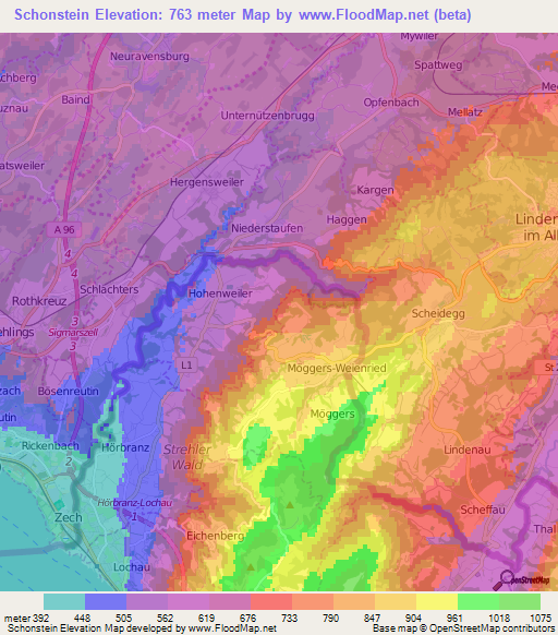 Schonstein,Austria Elevation Map