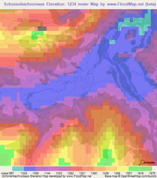 Schonenbachvorsass,Austria Elevation Map