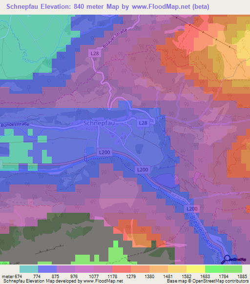 Schnepfau,Austria Elevation Map
