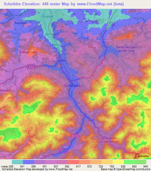 Scheibbs,Austria Elevation Map