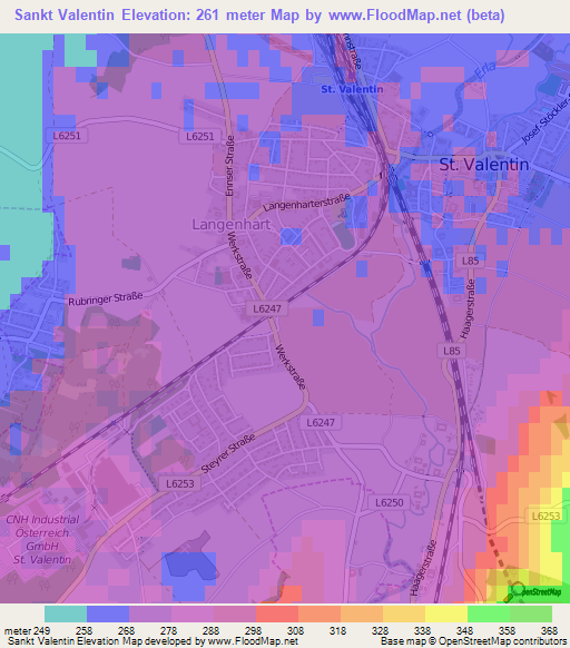 Sankt Valentin,Austria Elevation Map