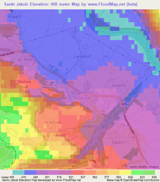 Sankt Jakob,Austria Elevation Map