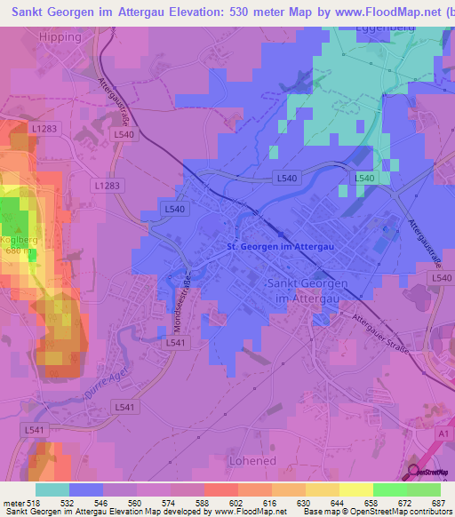 Sankt Georgen im Attergau,Austria Elevation Map