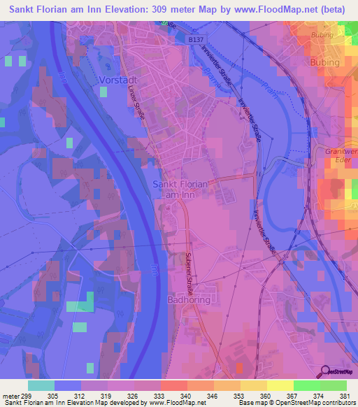 Sankt Florian am Inn,Austria Elevation Map