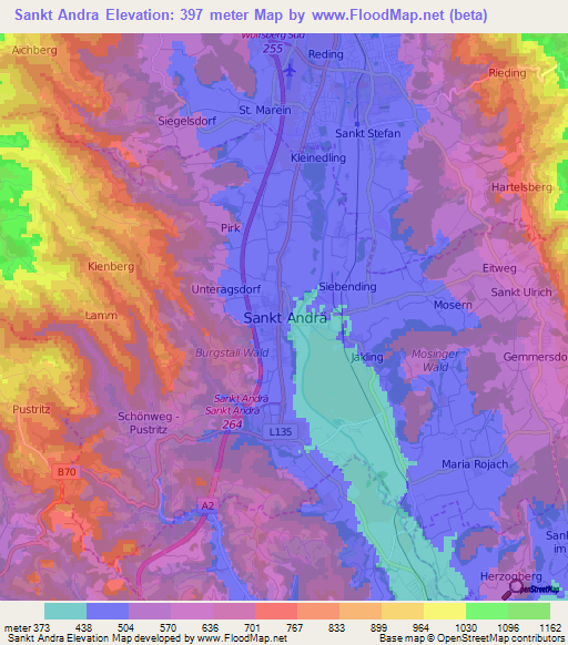 Sankt Andra,Austria Elevation Map