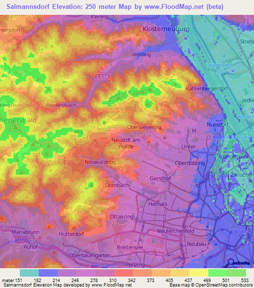 Salmannsdorf,Austria Elevation Map