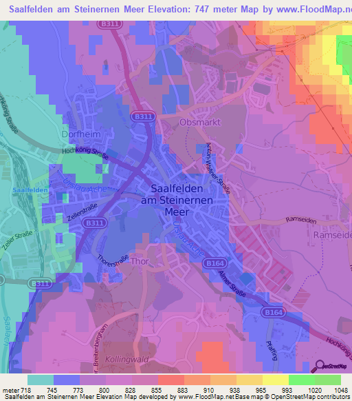 Saalfelden am Steinernen Meer,Austria Elevation Map