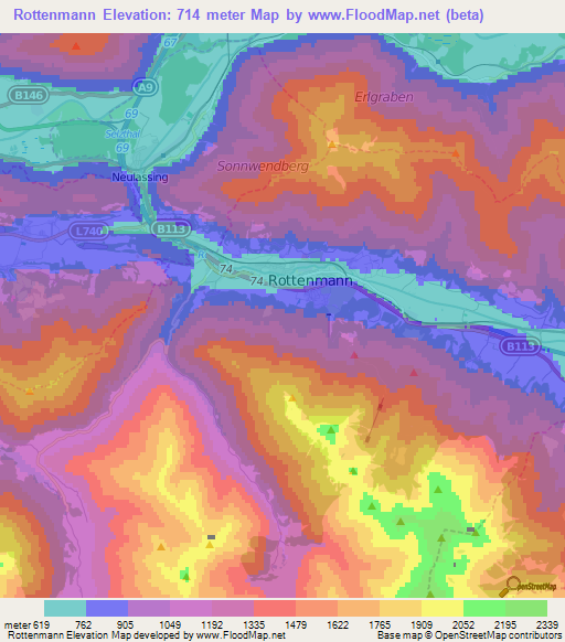 Rottenmann,Austria Elevation Map