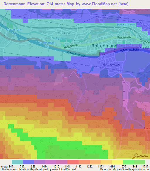 Rottenmann,Austria Elevation Map