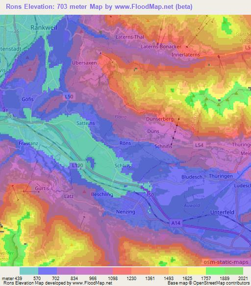Rons,Austria Elevation Map