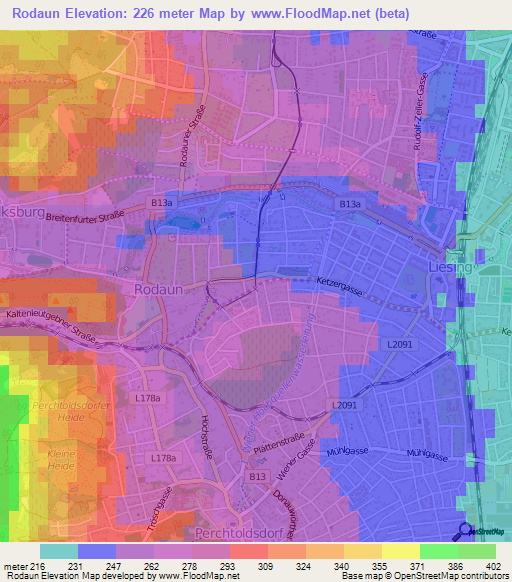 Rodaun,Austria Elevation Map
