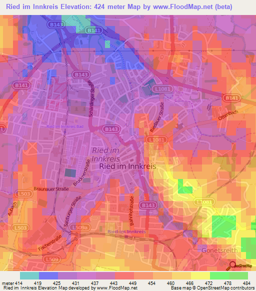 Ried im Innkreis,Austria Elevation Map