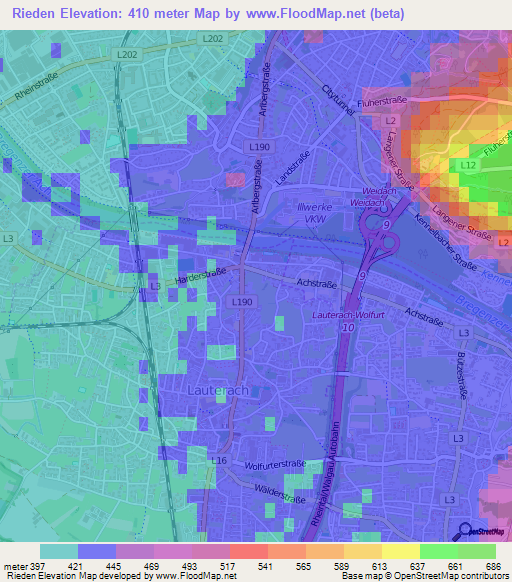 Rieden,Austria Elevation Map