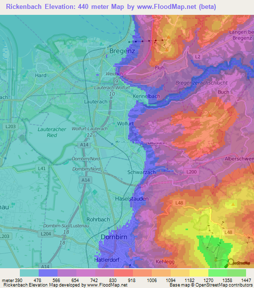 Rickenbach,Austria Elevation Map