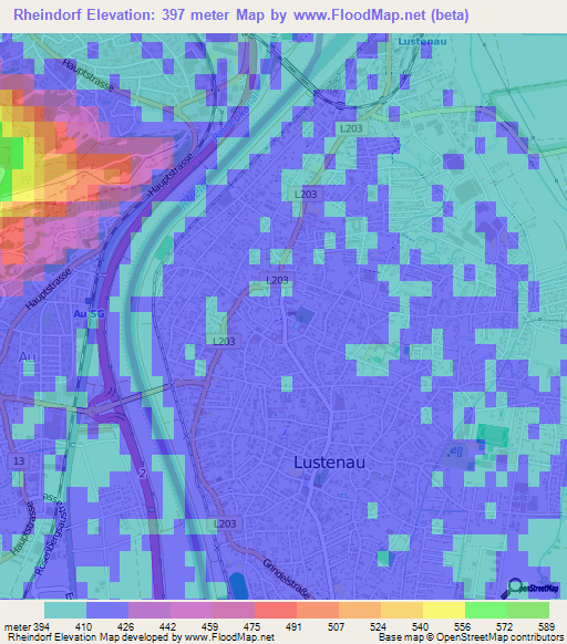 Rheindorf,Austria Elevation Map