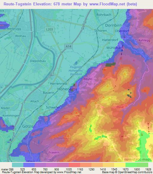 Reute-Tugstein,Austria Elevation Map