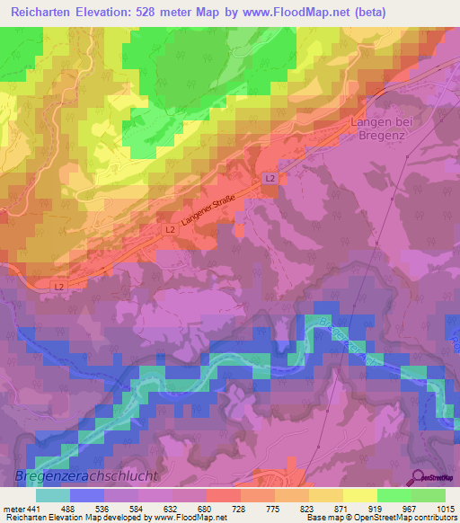 Reicharten,Austria Elevation Map