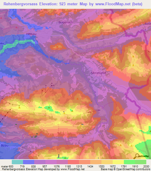Rehenbergvorsass,Austria Elevation Map