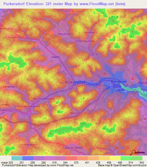 Purkersdorf,Austria Elevation Map