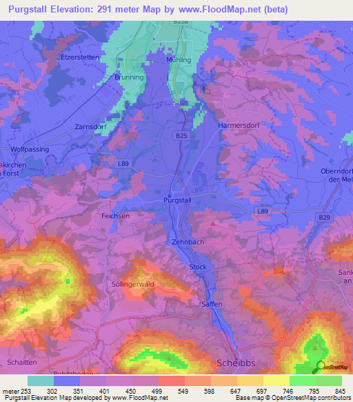 Purgstall,Austria Elevation Map