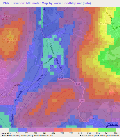 Pfitz,Austria Elevation Map