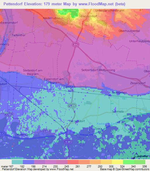 Pettendorf,Austria Elevation Map