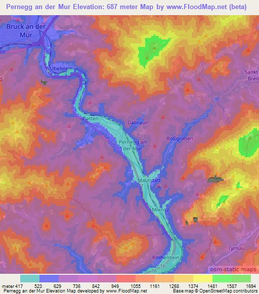 Pernegg an der Mur,Austria Elevation Map