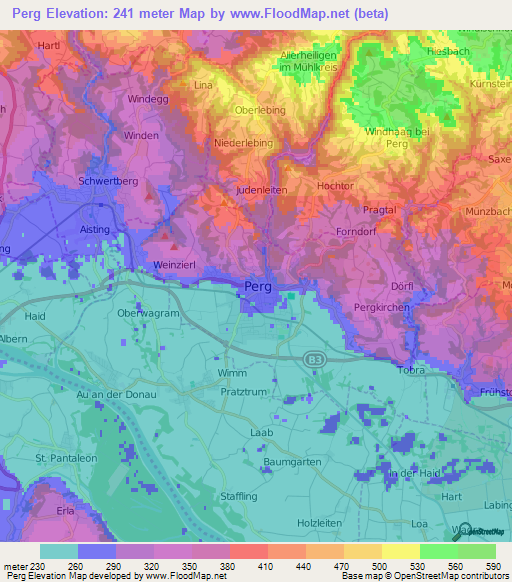 Perg,Austria Elevation Map