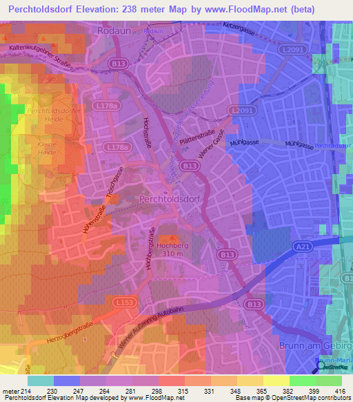 Perchtoldsdorf,Austria Elevation Map