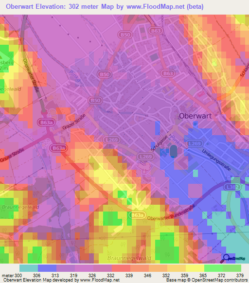 Oberwart,Austria Elevation Map