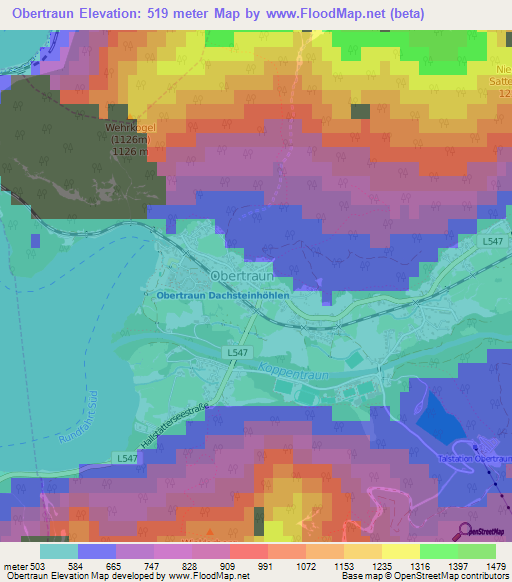 Obertraun,Austria Elevation Map