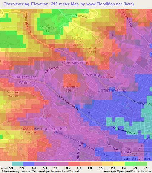 Obersievering,Austria Elevation Map