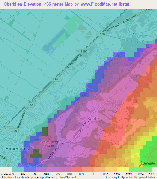 Oberklien,Austria Elevation Map