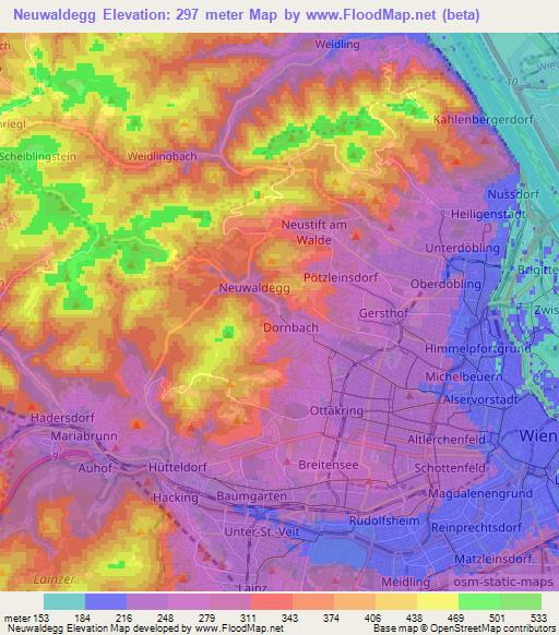 Neuwaldegg,Austria Elevation Map