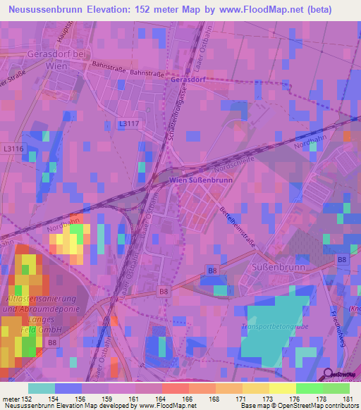 Neusussenbrunn,Austria Elevation Map