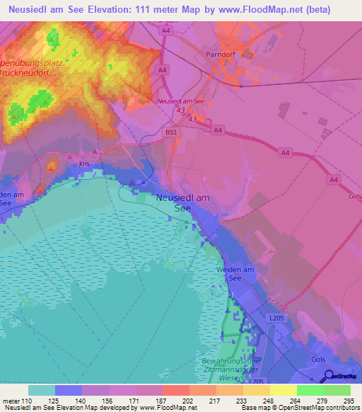 Neusiedl am See,Austria Elevation Map