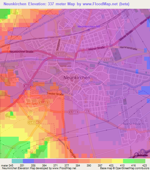 Neunkirchen,Austria Elevation Map