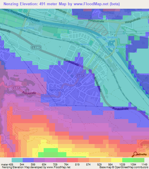 Nenzing,Austria Elevation Map