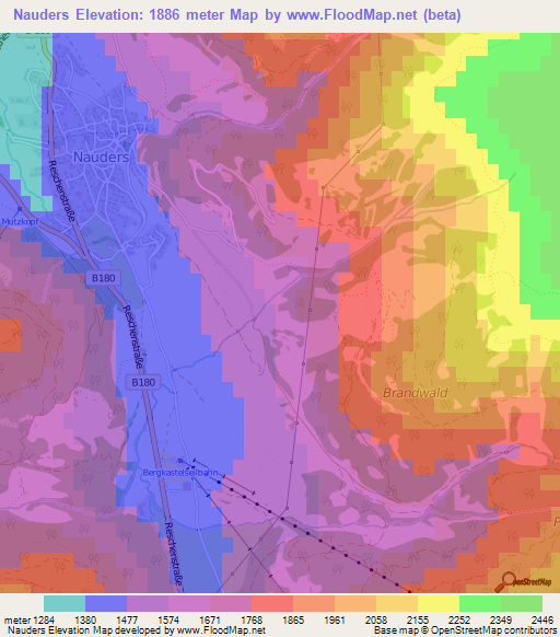 Nauders,Austria Elevation Map