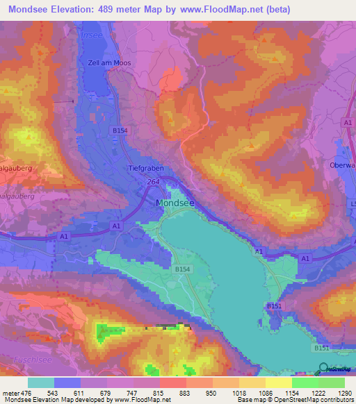Mondsee,Austria Elevation Map