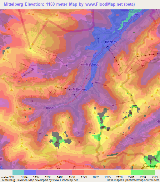Mittelberg,Austria Elevation Map