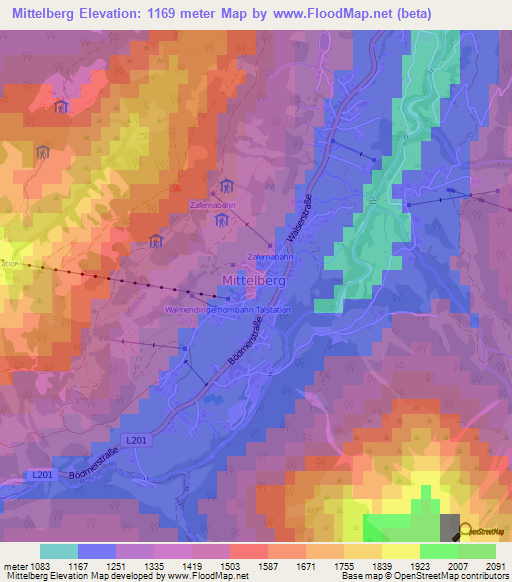 Mittelberg,Austria Elevation Map