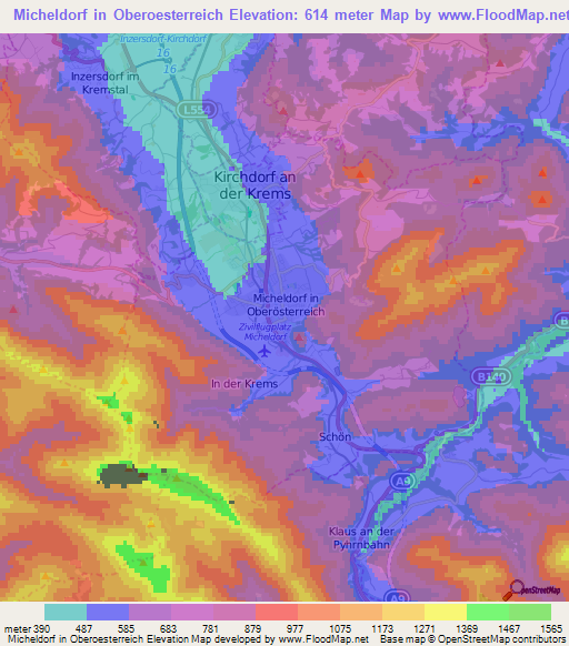 Micheldorf in Oberoesterreich,Austria Elevation Map