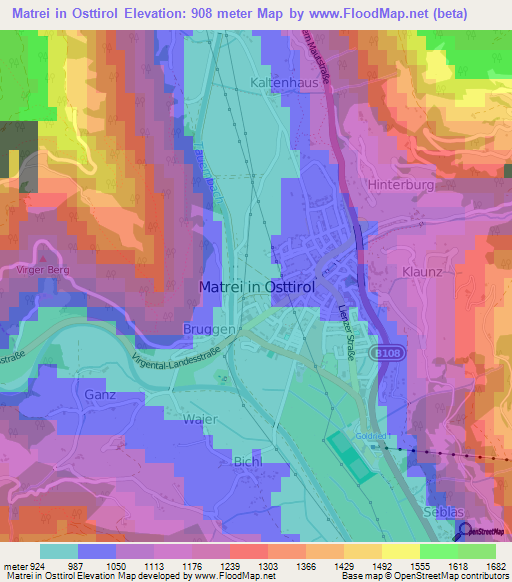 Matrei in Osttirol,Austria Elevation Map