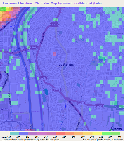 Lustenau,Austria Elevation Map