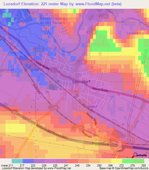 Loosdorf,Austria Elevation Map