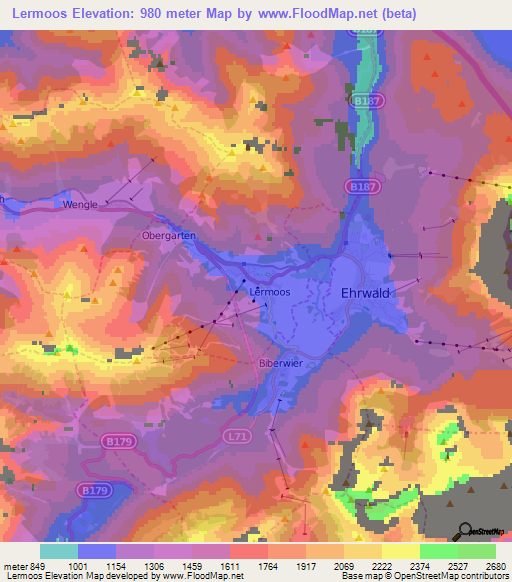 Lermoos,Austria Elevation Map