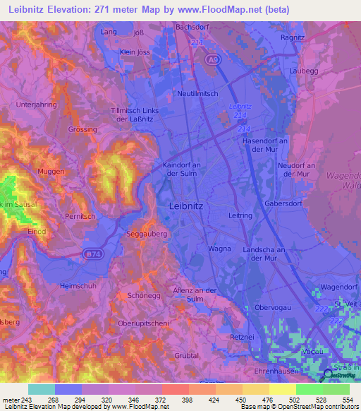Leibnitz,Austria Elevation Map