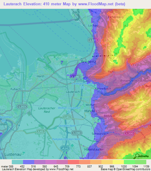 Lauterach,Austria Elevation Map