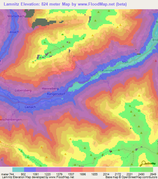 Lamnitz,Austria Elevation Map